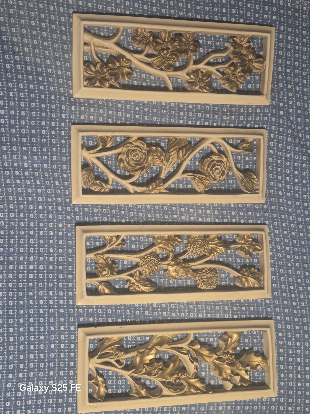 Vintage MCM Syroco style Four Seasons Floral Wall Plaques Set of 4 Vintage MCM Syroco style Four Seasons Floral Wall Plaques Set of 4