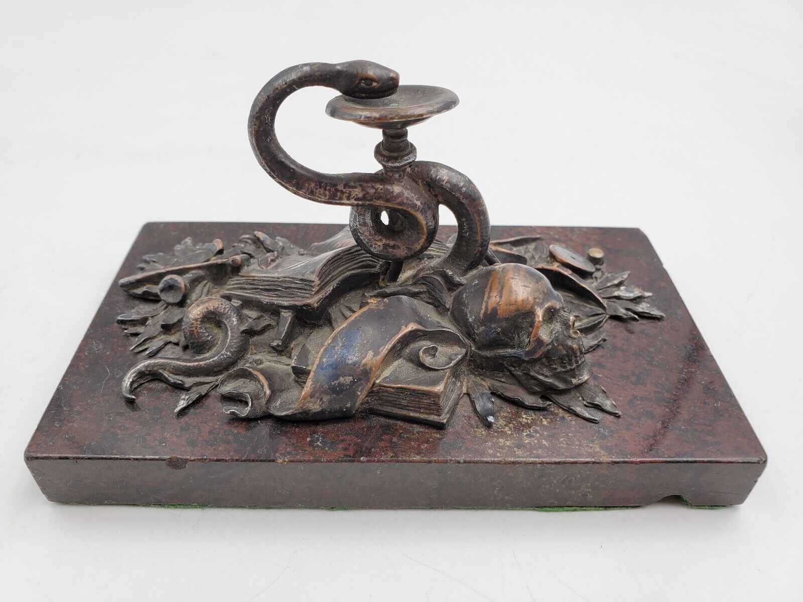 Antique Bronze Snake & Books Butler Bell Electric Push Ringer Call Button