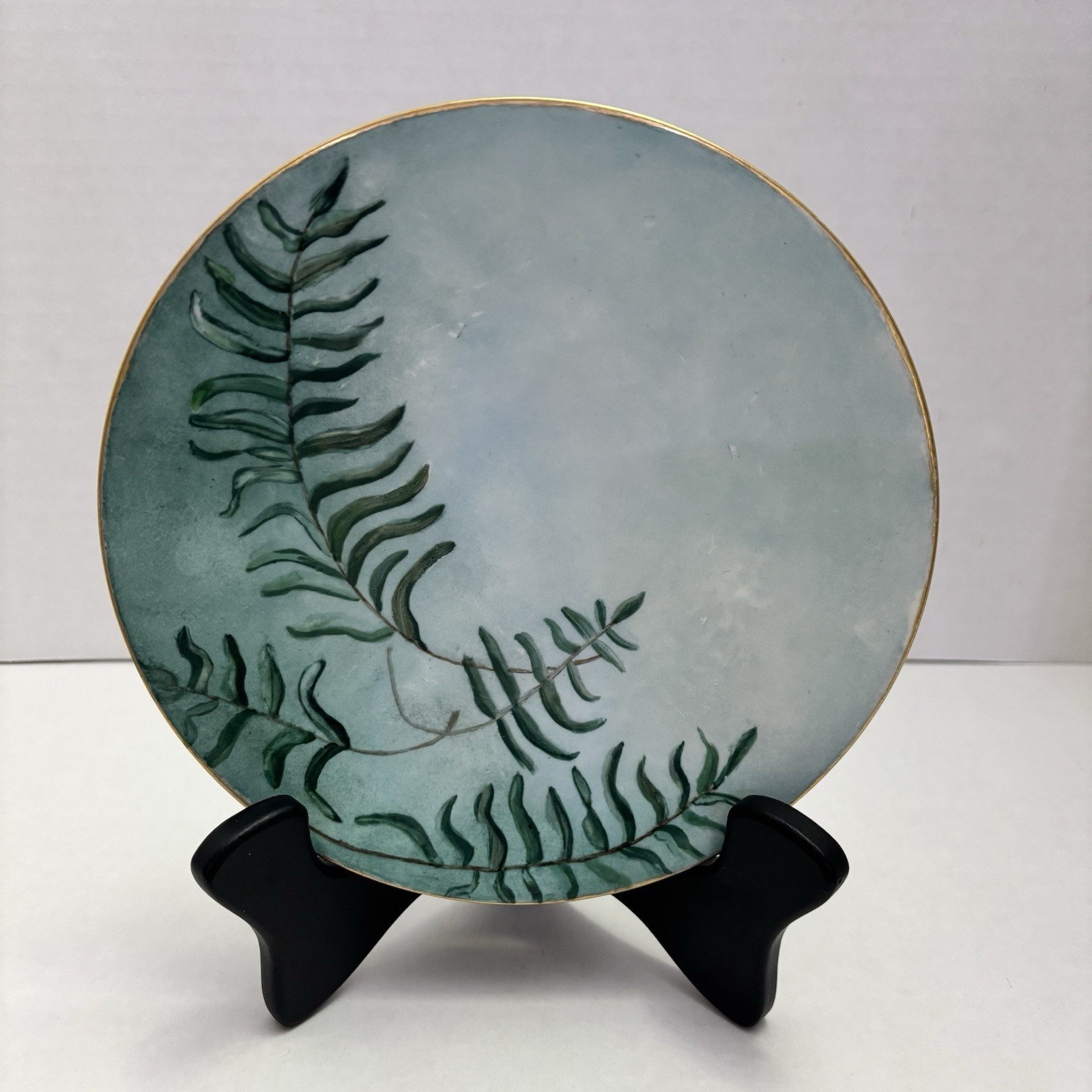 Vintage Jean Pouyat Limoges (JPL) Porcelain Floral Fern Plate 7.5” Hand Painted