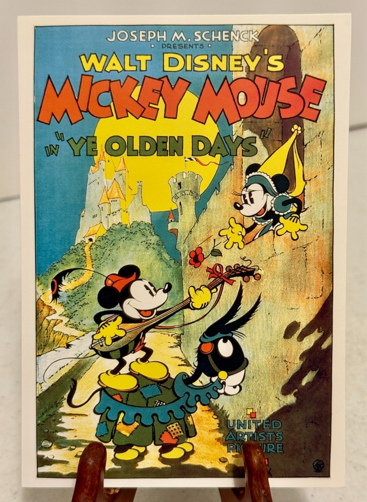 MICKEY MOUSE IN YE OLDEN DAYS, BEAUTIFUL COLLECTIBLE ORIGINAL DISNEY NOTE CARD