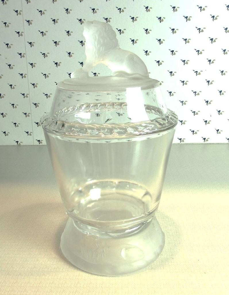 Gillander & Sons EAPG Frosted Lion Pickle Jar  Sugar Bowl 1877