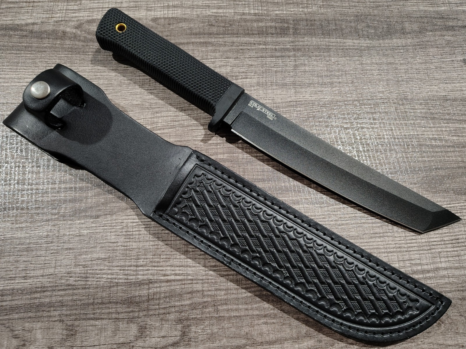 Full Grain Black Leather Sheath for Cold Steel Recon Tanto - KazTac Brand