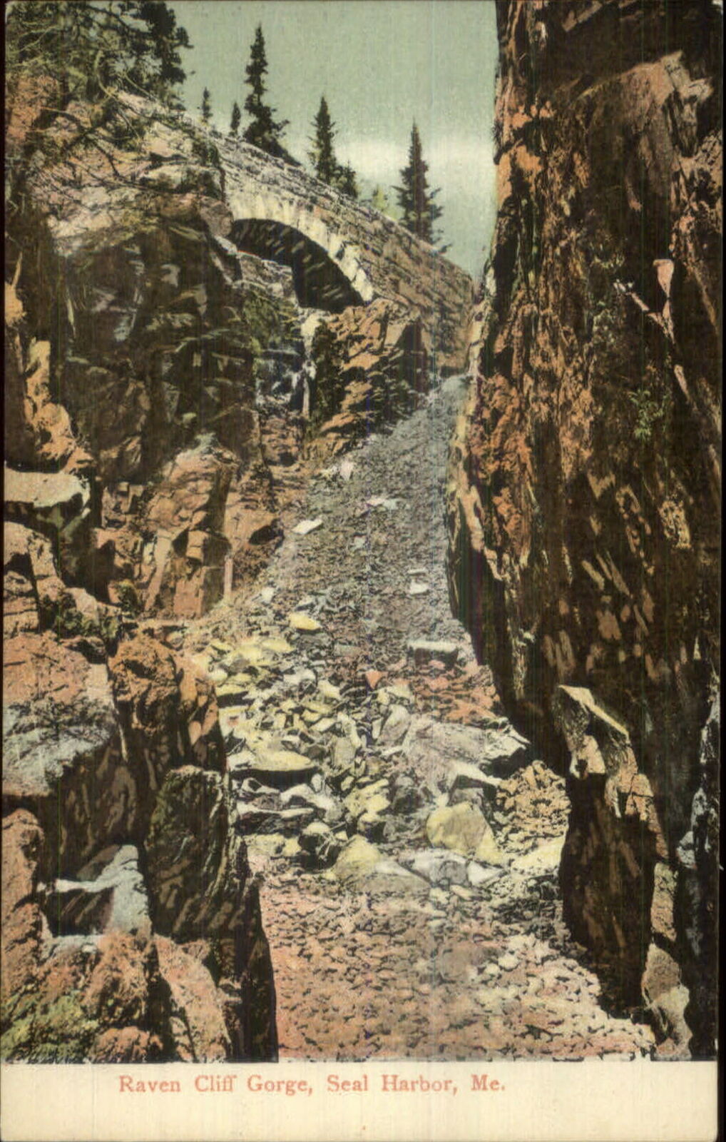 Seal Harbor ME Raven Cliff Gorge Acadia National Park c1910 Postcard