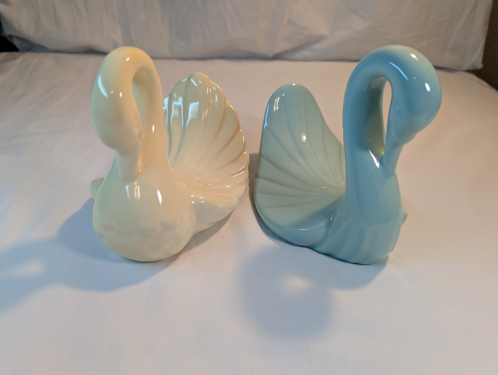 Vintage Ceramic Swan Planter Pair Japan MCM Pastel Cream & Blue – 1 w/ Tags May