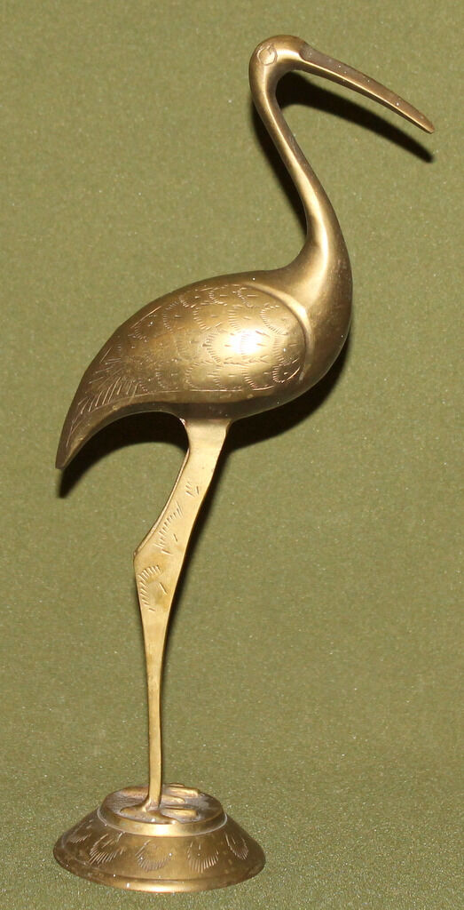 Vintage hand crafted brass stork bird figurine
