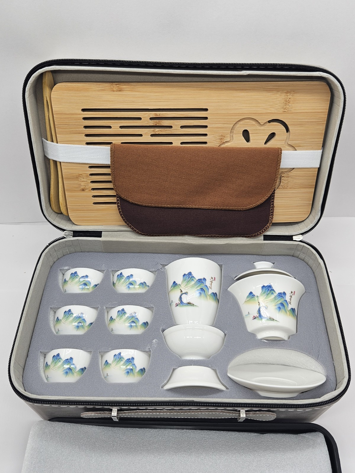 Portable Luxury Chinese Tea Set: Complete 14-Piece Travel Gongfu Set with Bamboo