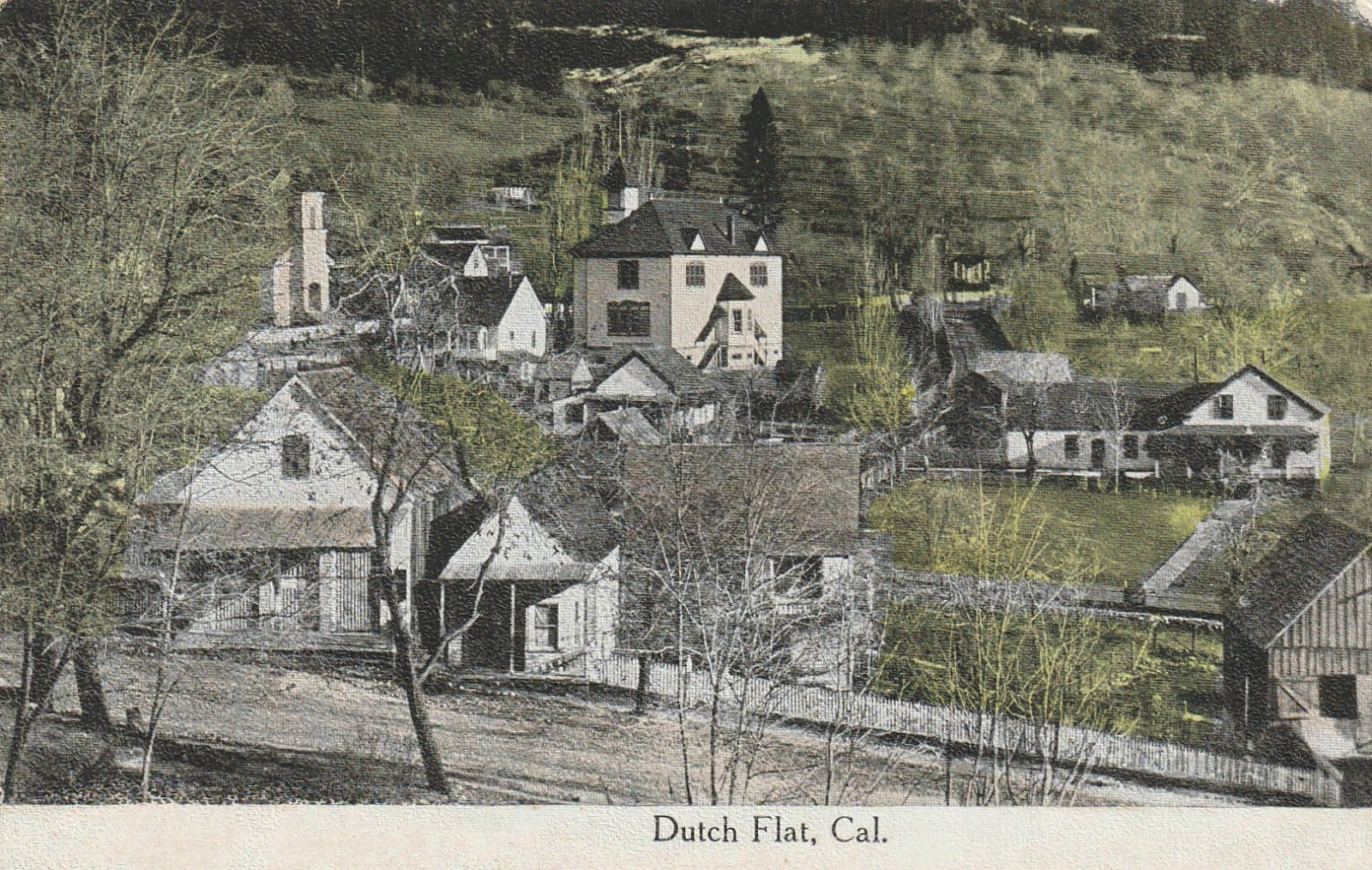 1910 Dutch Flat CA Postcard Aerial Bird's Eye View Placer Co Mining Town