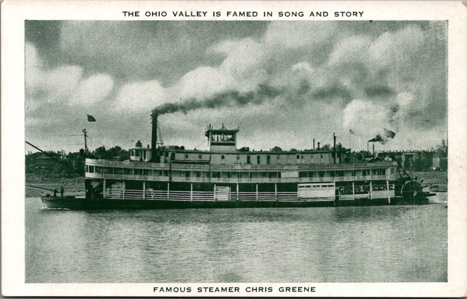 Ohio Valley Steamer Chris Greene Riverboat Portsmouth OH Postcard RPPC