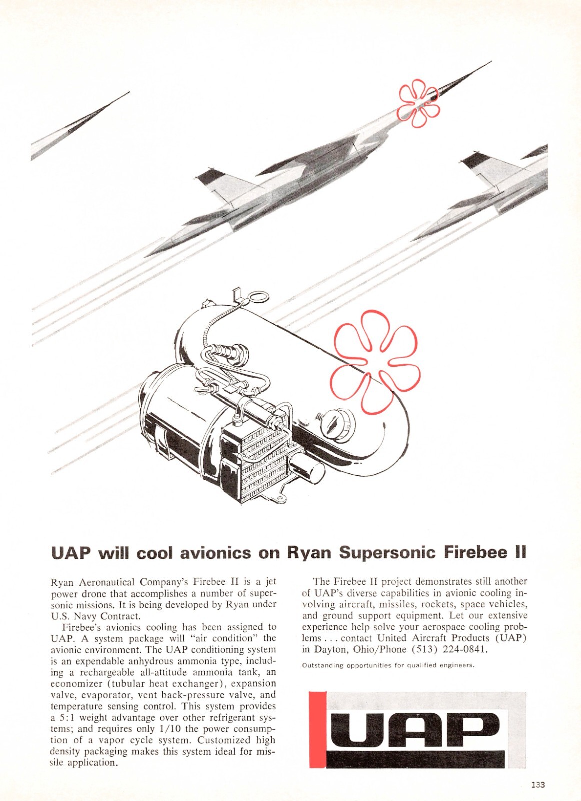 UAP United Aircraft Products Ryan Supersonic Firebee II Vtg Magazine Print Ad
