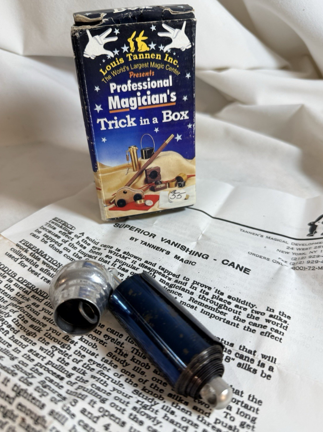 Vintage Louis Tannen Magician\'s Trick in a Box - Superior Vanishing Cane