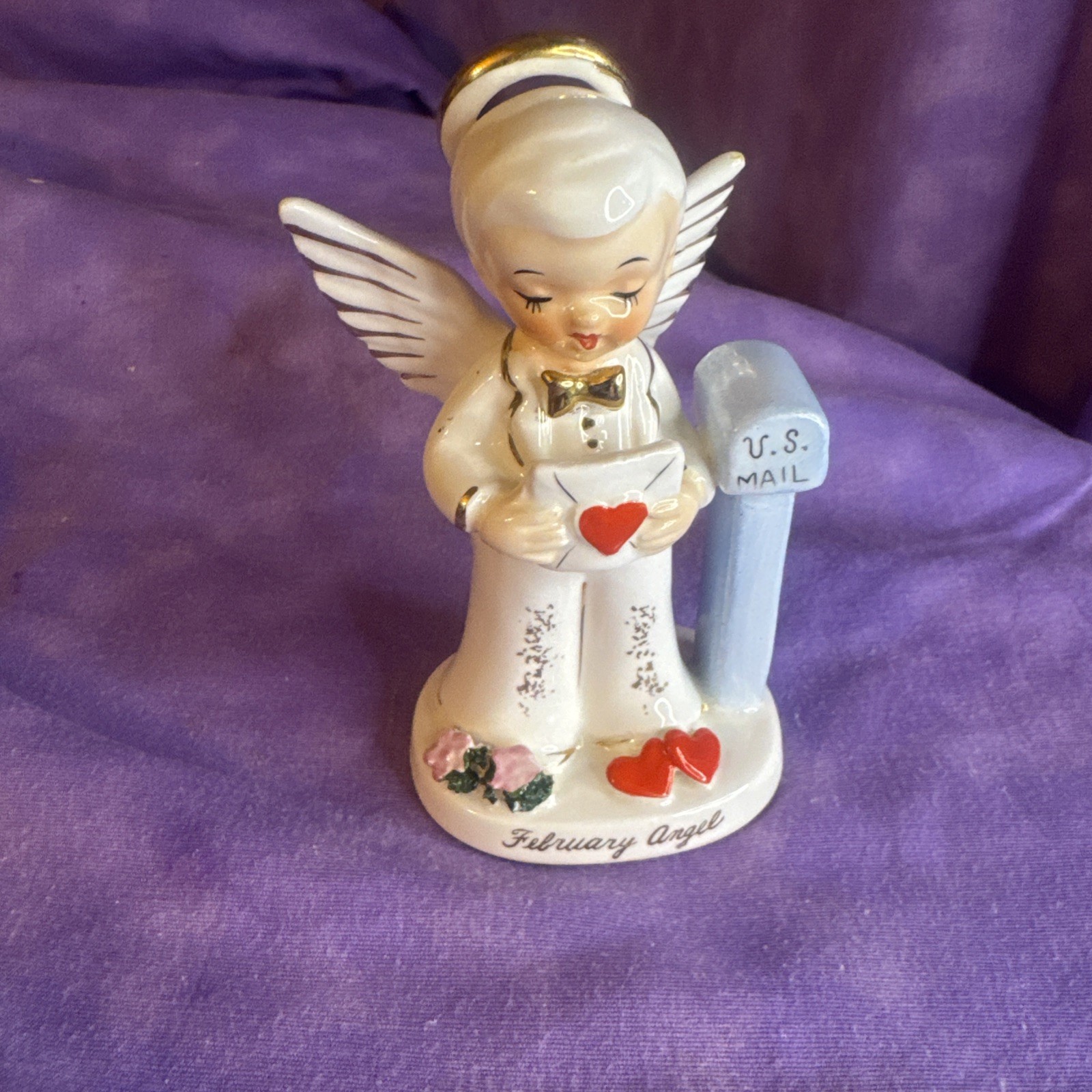 Napco Angel Figurine 1956 Ceramic & Porcelain Seasonal Hand Painted A1918 (A)