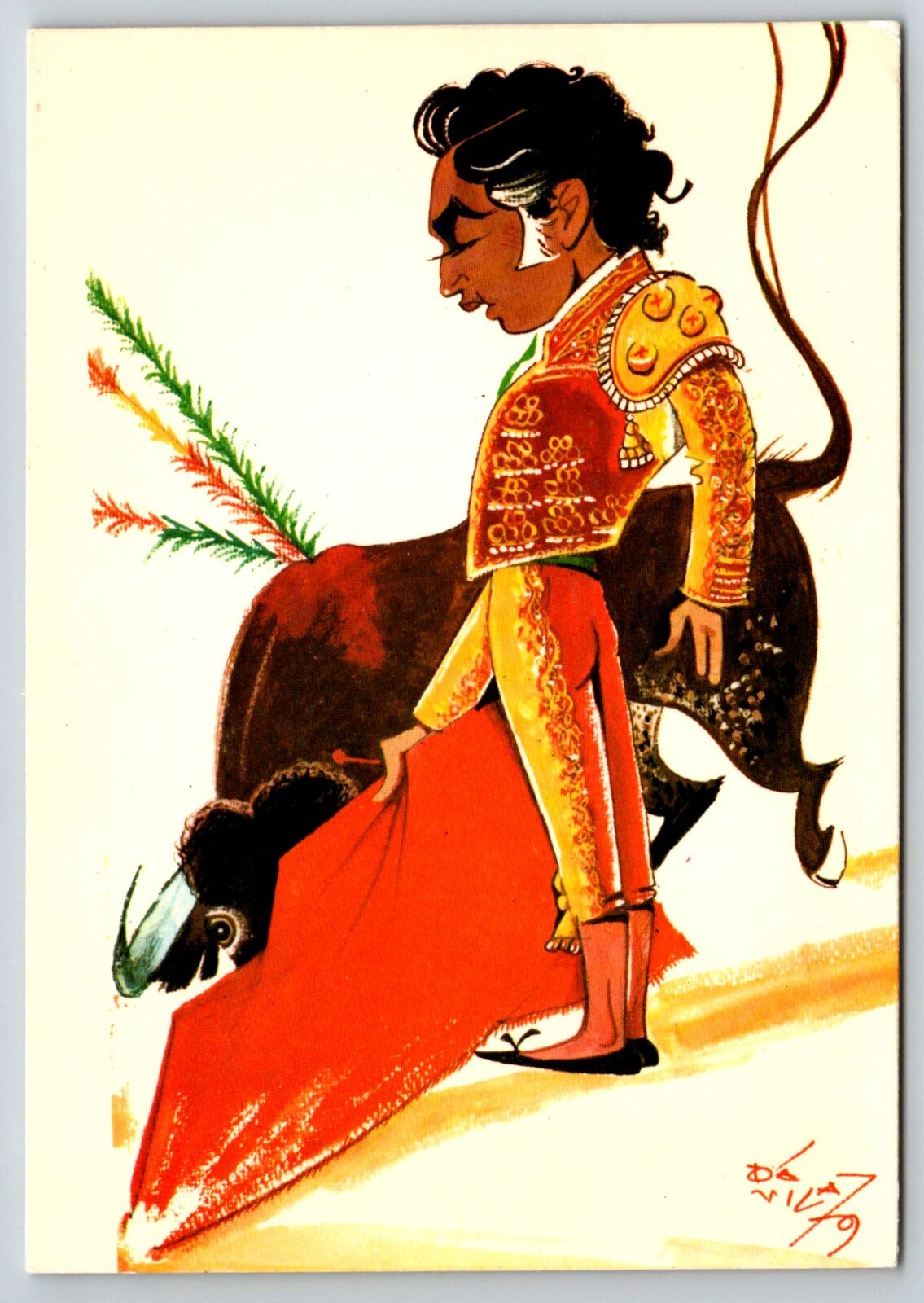 Bullfighter   Spain  Artist Signed    Postcard