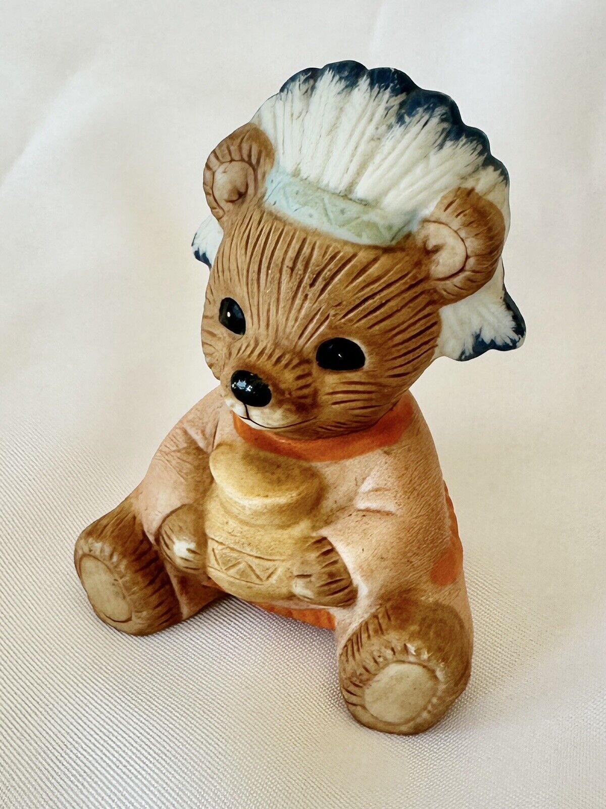 Native American Vintage Teddy Bear #5312 HOMCO Porcelain Figurine Thanksgiving
