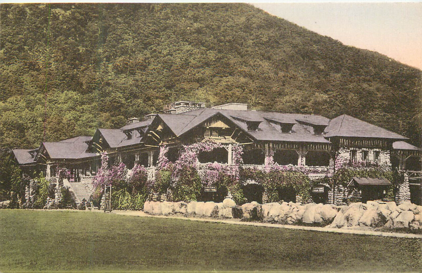 Hand Colored Postcard Bear Mountain Inn # 25 Bear Mountain Park NY