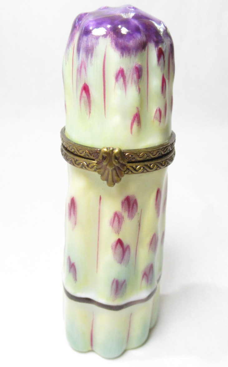 Vintage Rochard Limoges France Peint Main Asparagus Spears Trinket Box 3\