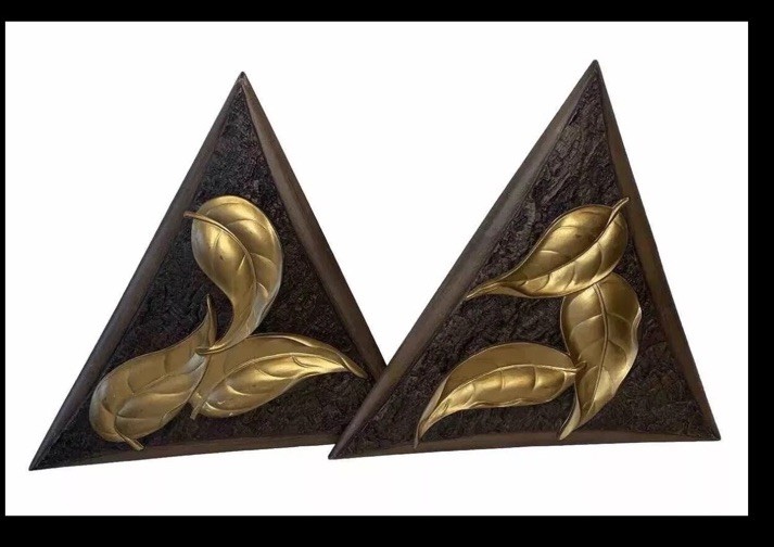 VERY RARE nice Vintage Burwood Alex MCM 2 Wall Art Wood Plaques 