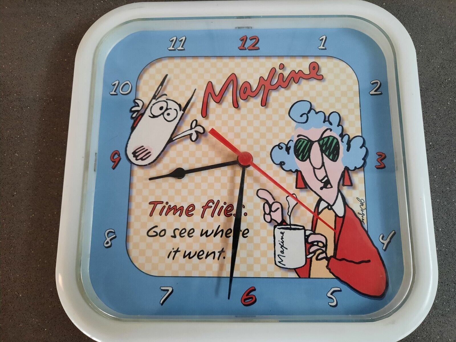 Hallmark Maxine Time Flies Go See Where It Went Vintage  Wall Clock Tested
