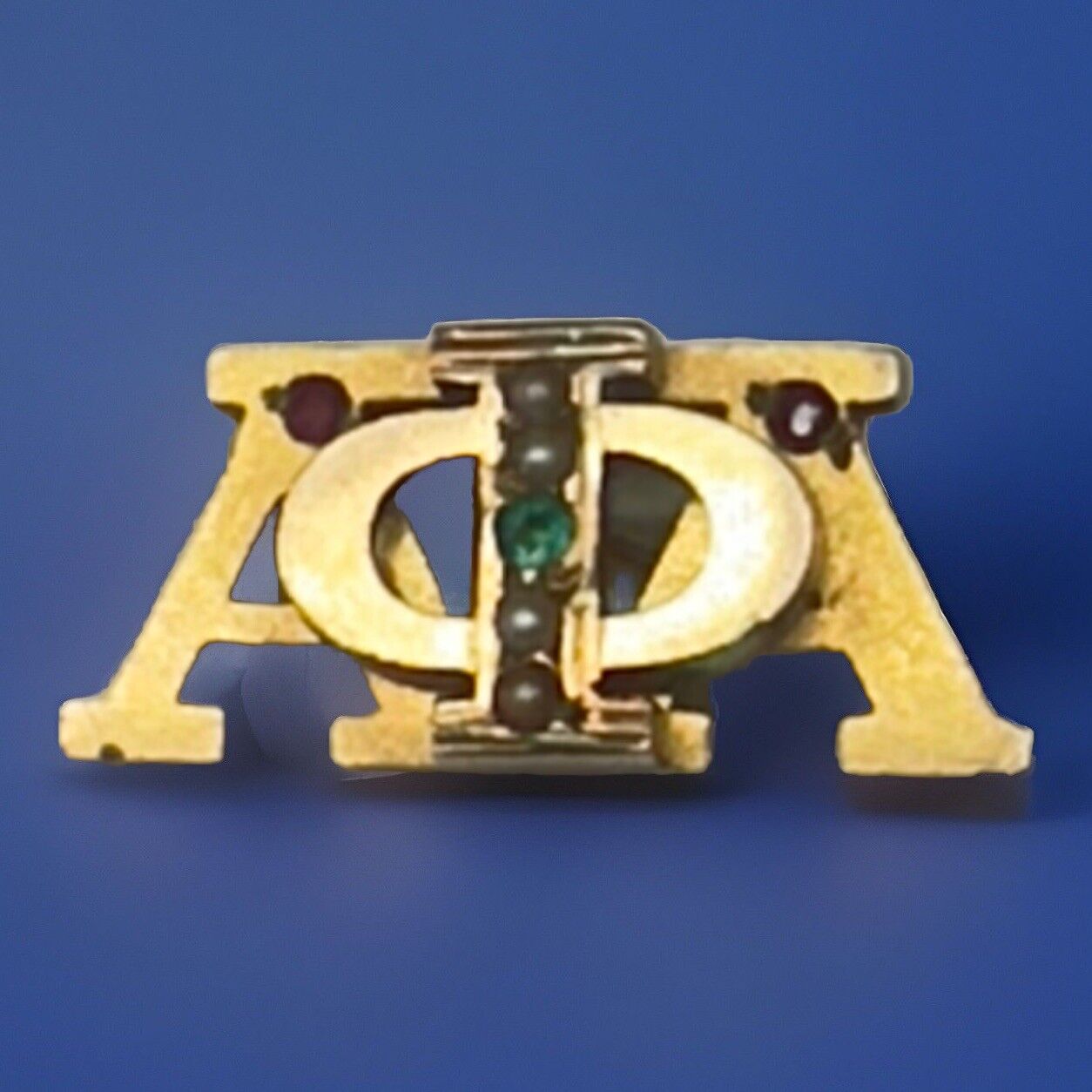 Vintage Alpha Phi Alpha Badge 14k Gold Lab Created Spinel Pearl Fraternity Pin