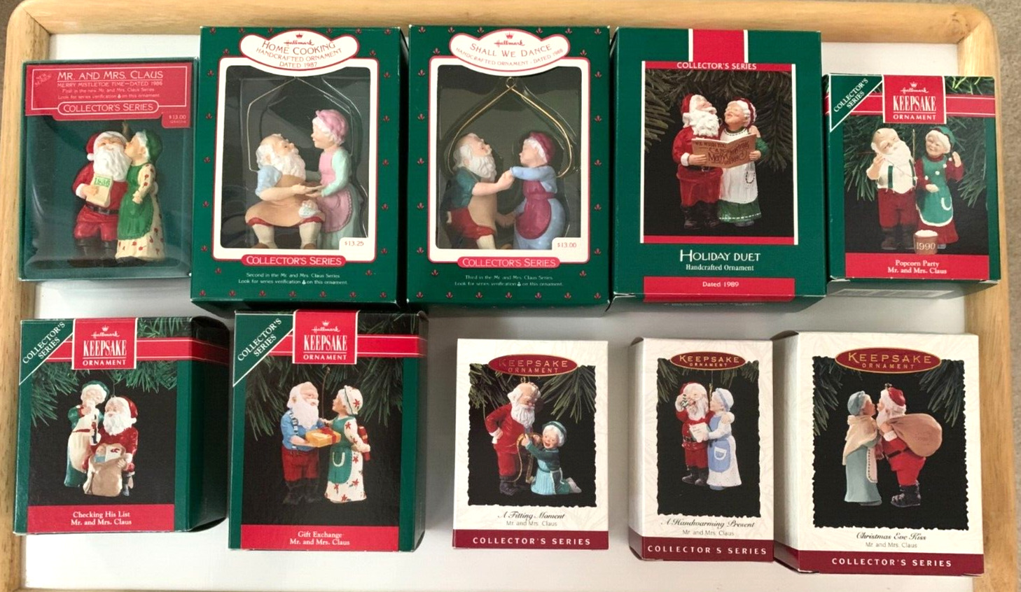 Hallmark Mr & Mrs Claus Ornament Series Complete Set of 10 ~ 1986-1995
