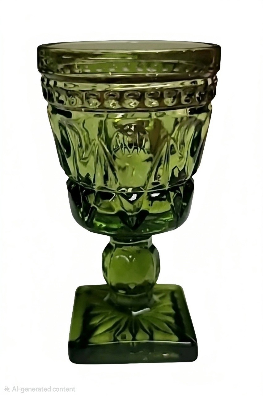 Vintage Indiana Avocado Green MINI Glasses Goblets Colony Park Lane (6x) 1970's Vintage Indiana Avocado Green MINI Glasses Goblets Colony Park Lane (6x) 1970's
