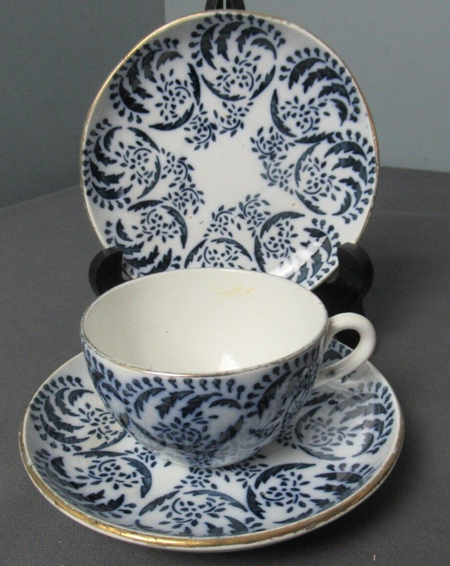 Vintage Tea Cup & 2 Saucer - Josephine Germany - D1255 - Blue & White - 8a  149