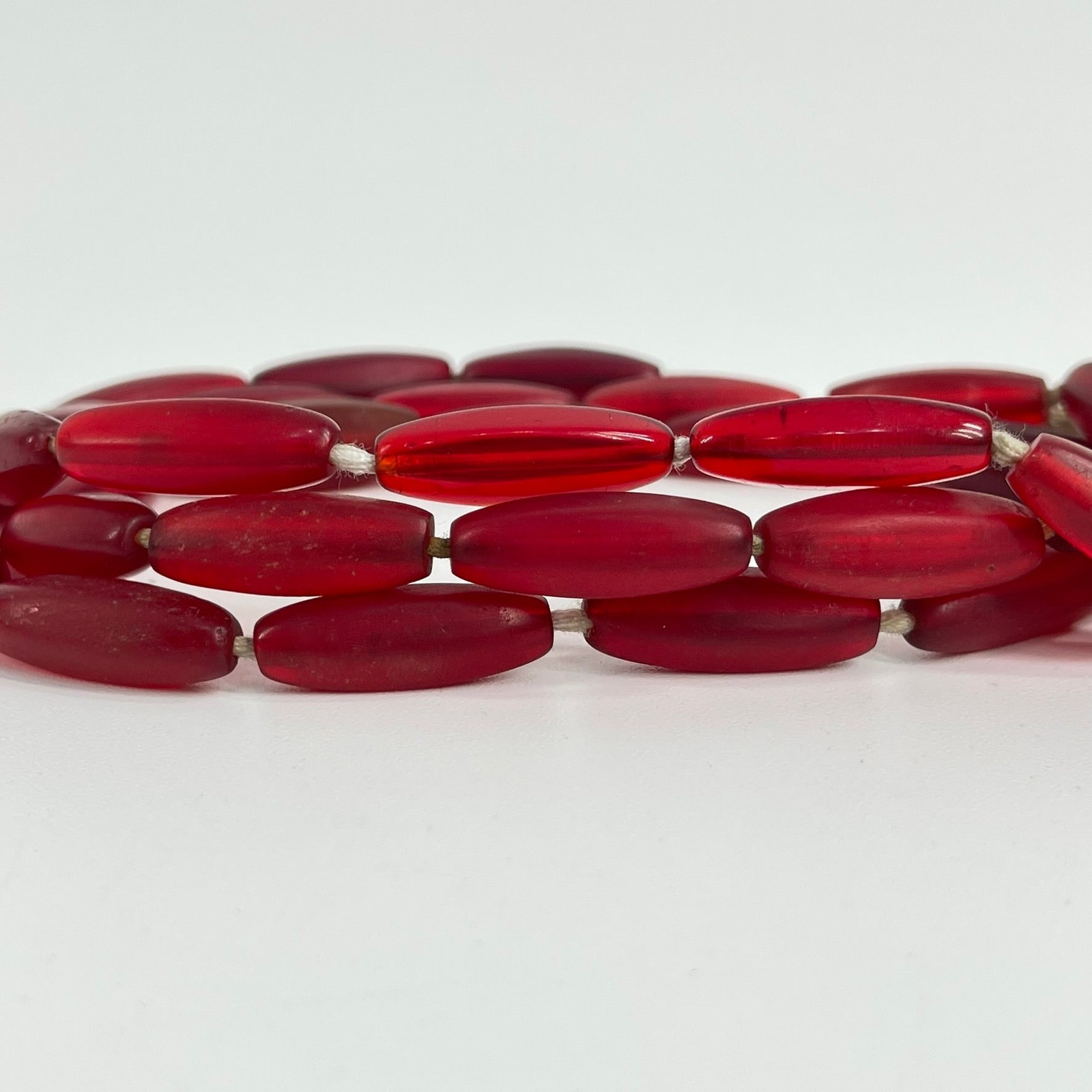 Bohemian Faceted Red Trade Beads 32inch