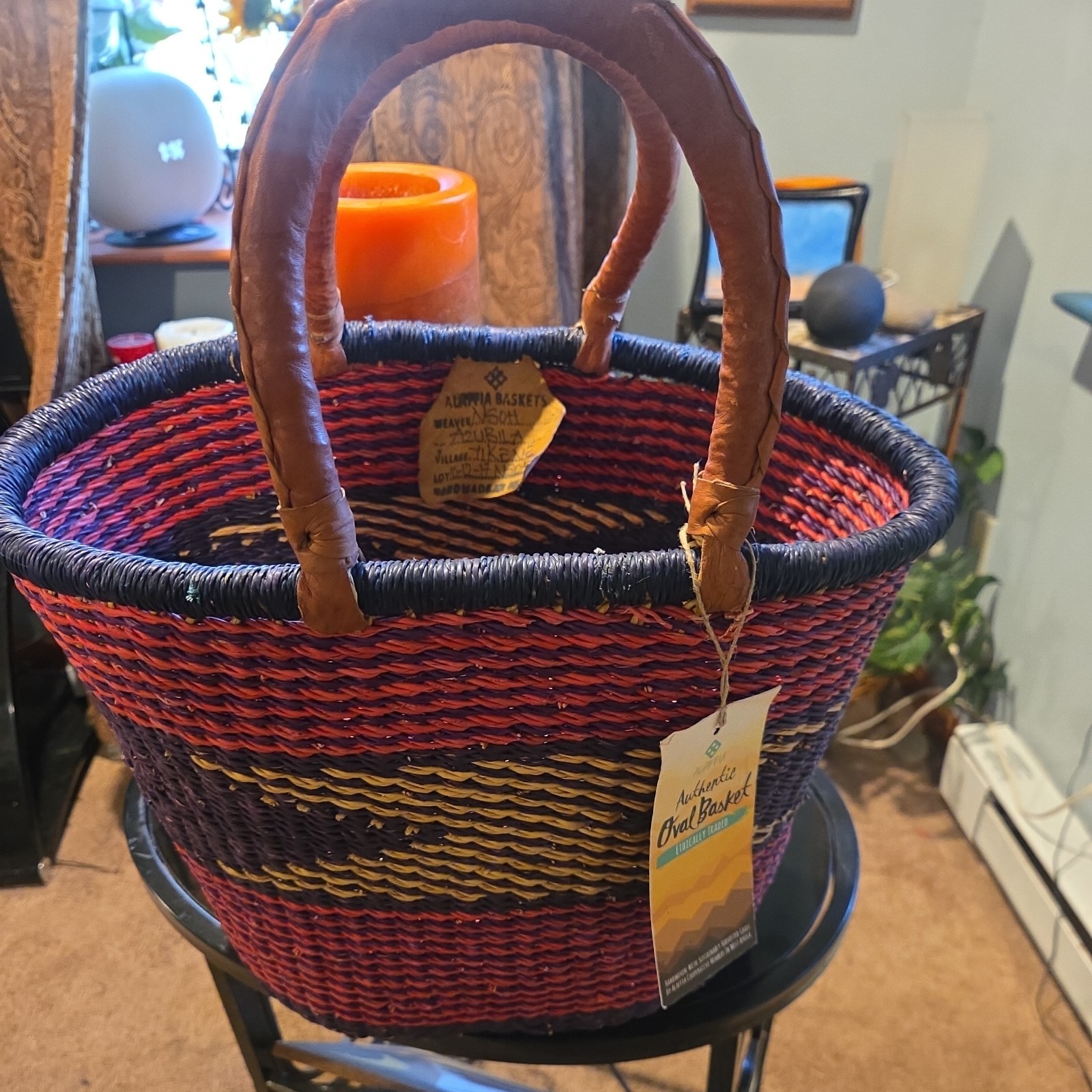 19in Hand-woven Bolga by artisan Asch Azubila in the village of Tikene. NWT