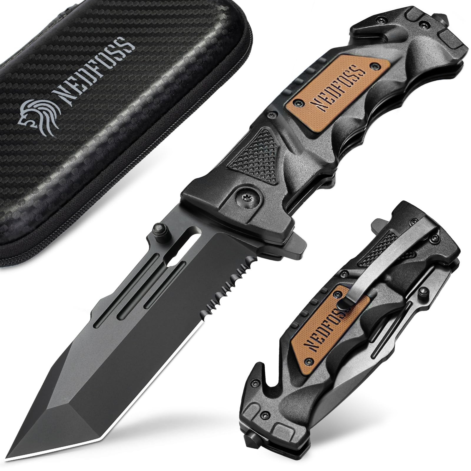 NedFoss Pocket Folding Knife DA75, 3 in 1 Pocket Knife Gifts for Men Women, S...
