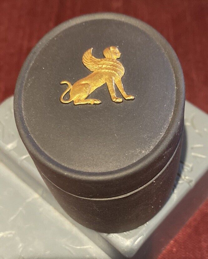 Wedgwood Black Basalt Egyptian Collection Oval Trinket Box Gold Sphinx Profile