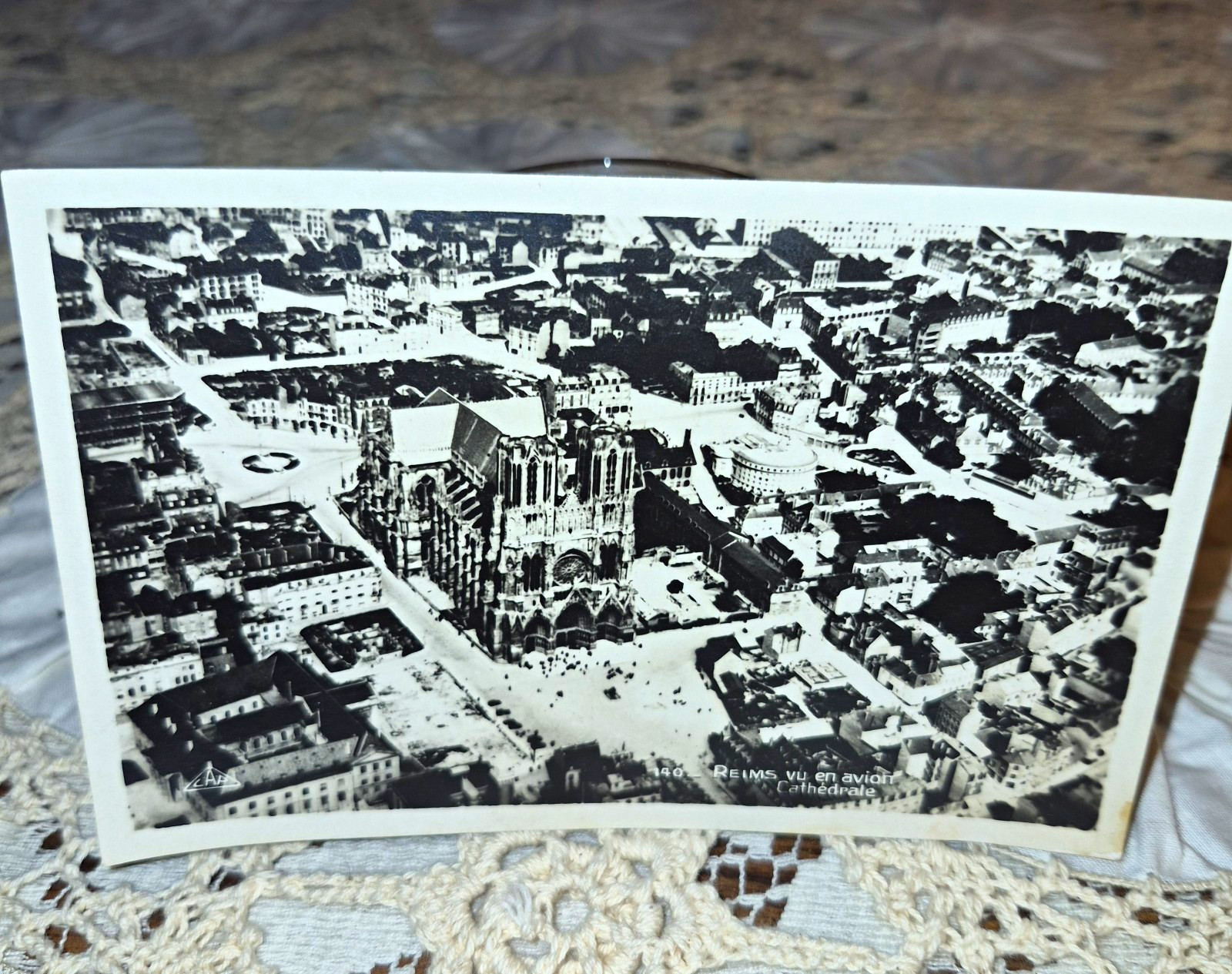 C.A.P. Paris Unposted Divided Back RPPC Reims France Cathedral Aerial View