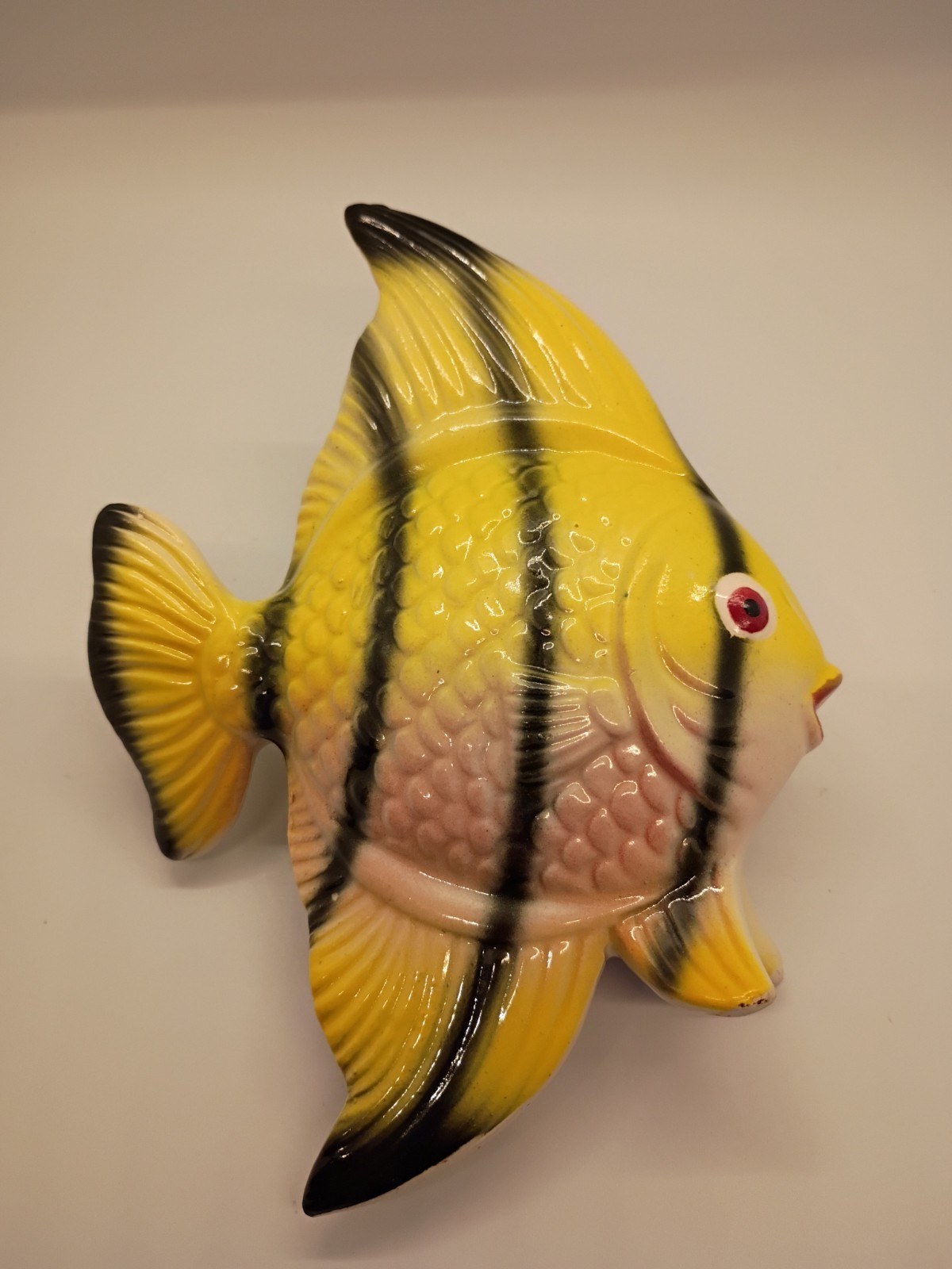 Vintage MCM Ceramic Angelfish Wall Pocket Made In Japan Pre-owned