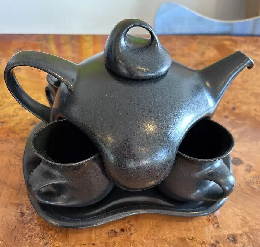 Peter Saenger Modernist Art Pottery Nesting Teapot Set