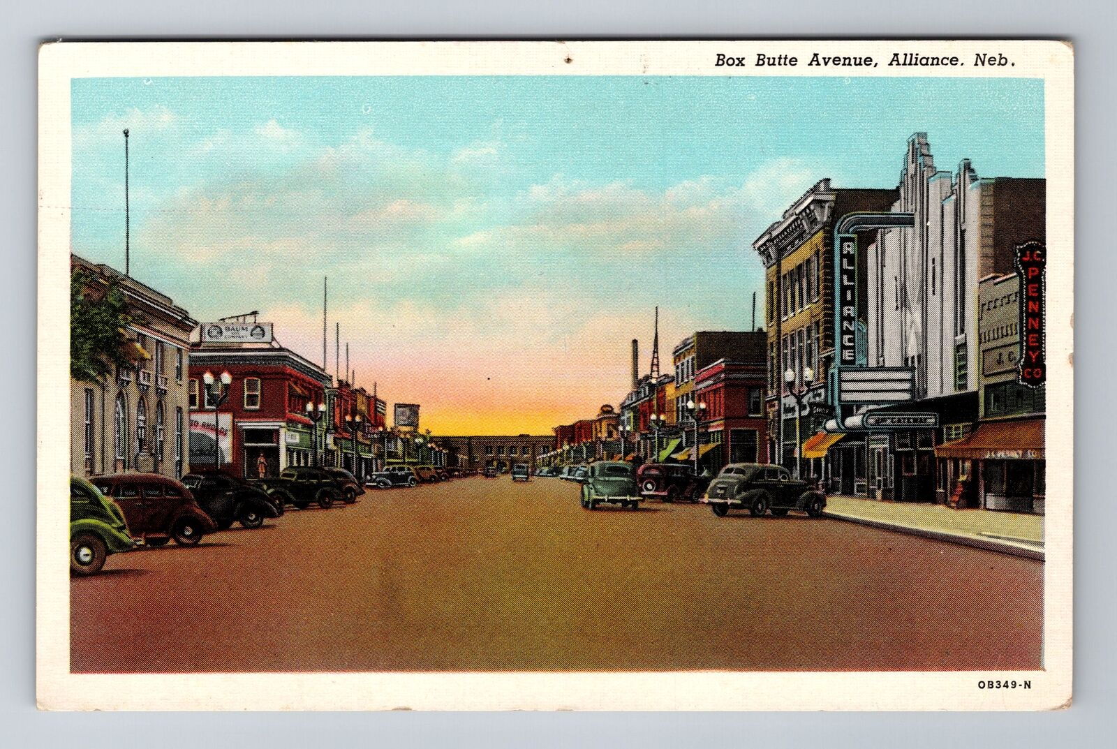 Alliance NE-Nebraska, Box Butte Avenue, c1945 Antique Vintage Souvenir Postcard