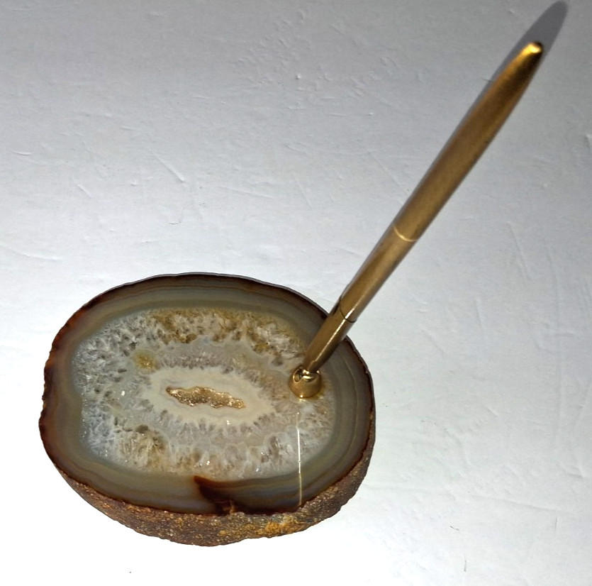 Vintage Agate Stone Pen Holder