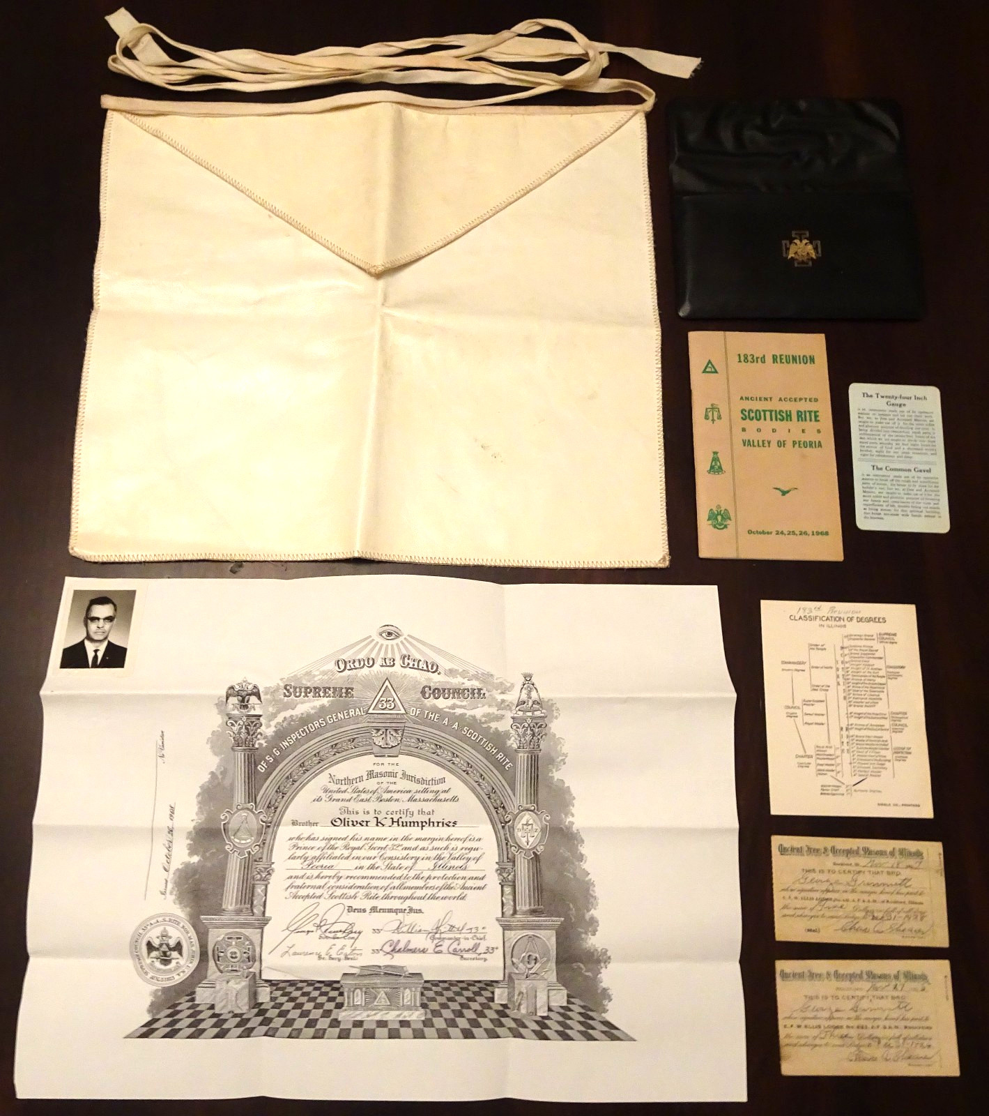 Masonic Apron Scottish Rite 183rd Reunion Peoria IL 1968 Rockford 1920s