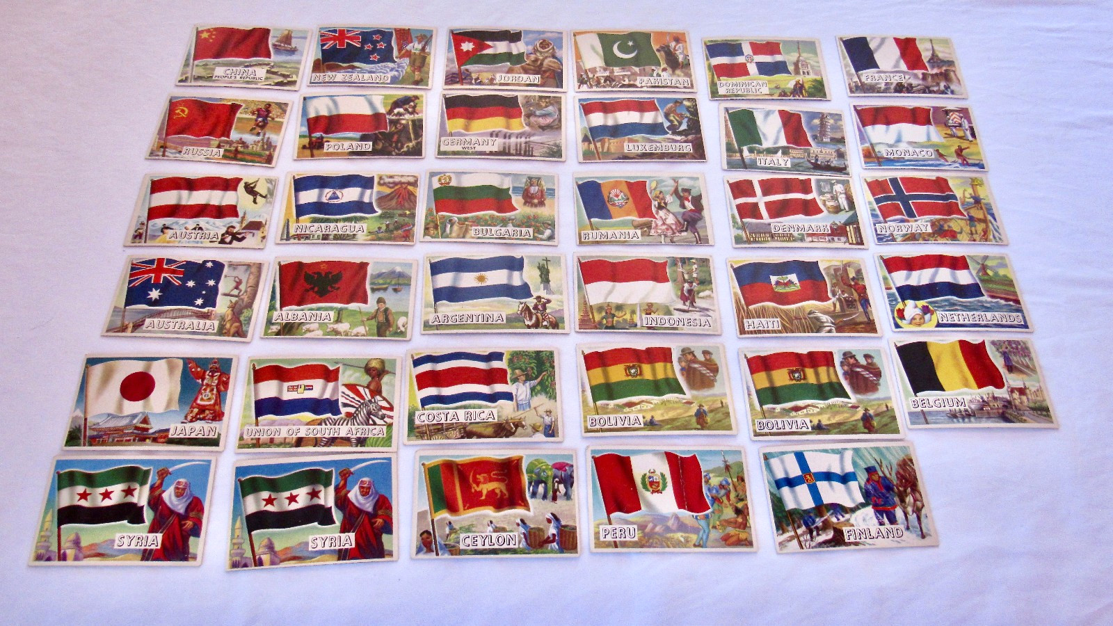 Lot of 35 Vintage 1956 Topps Flags of the World Cards - Original EX