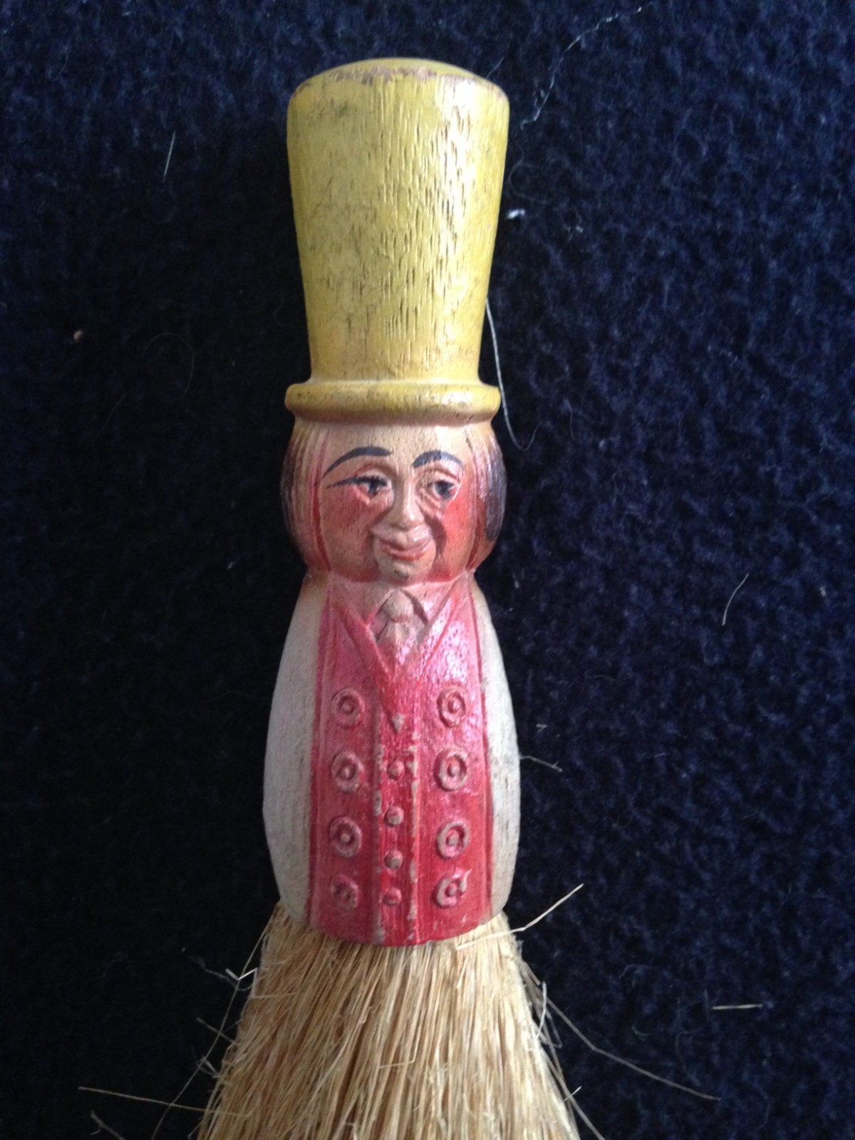 Vtg 1930\'s Clothes Crumbs Shaving Whisk Wooden Figural Man Top Hat Broom Brush Vtg 1930\'s Clothes Crumbs Shaving Whisk Wooden Figural Man Top Hat Broom Brush