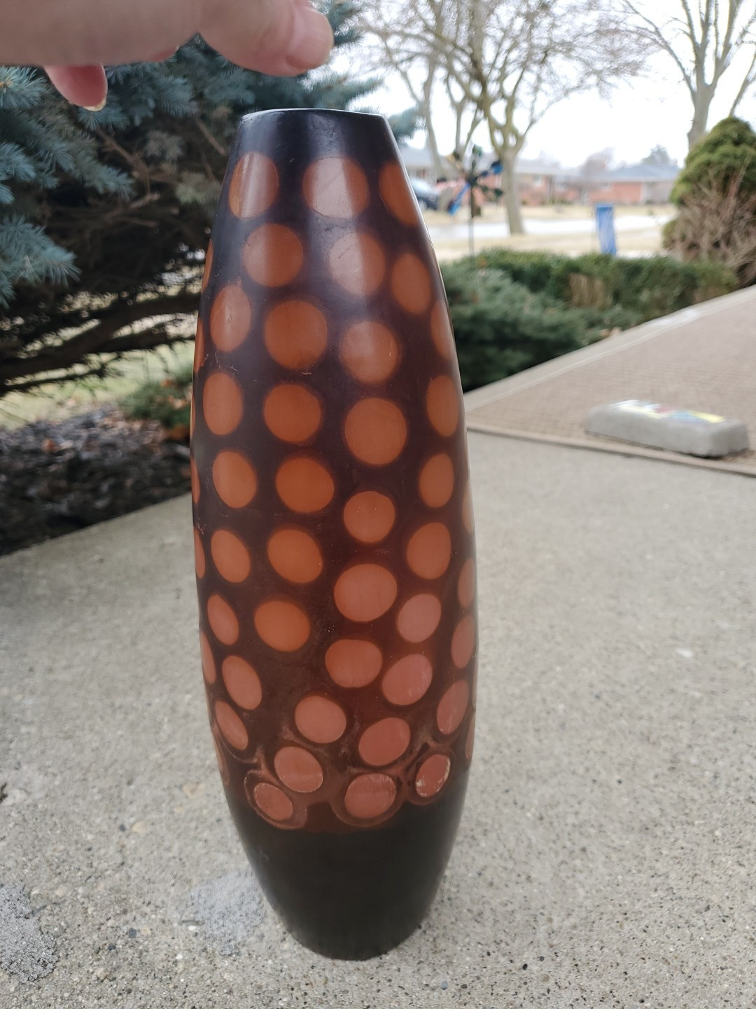 Vtg.  Modernist LG Vase 2003 SIGNED MCM Jose Sosa Chulucana Art