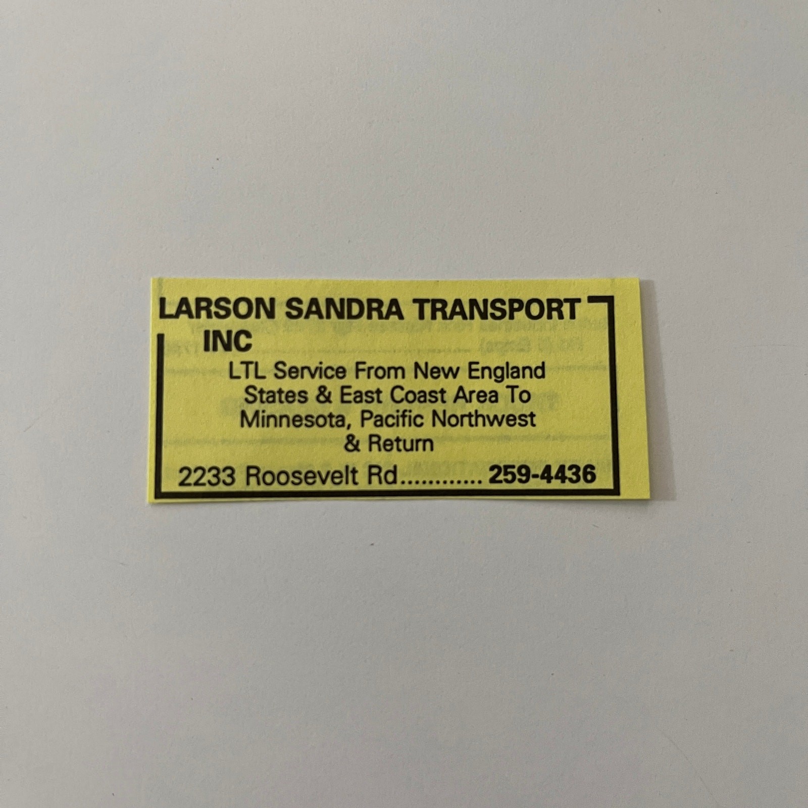 Larson Sandra Transport Inc LTL Service from New England MN 1995 Ad SAG9-S6