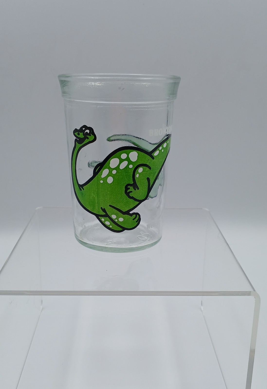 VTG 1988 Welch\'s Brontosaurus Jelly Jar Glass Retro 80s Kidcore Kitsch Kitchen