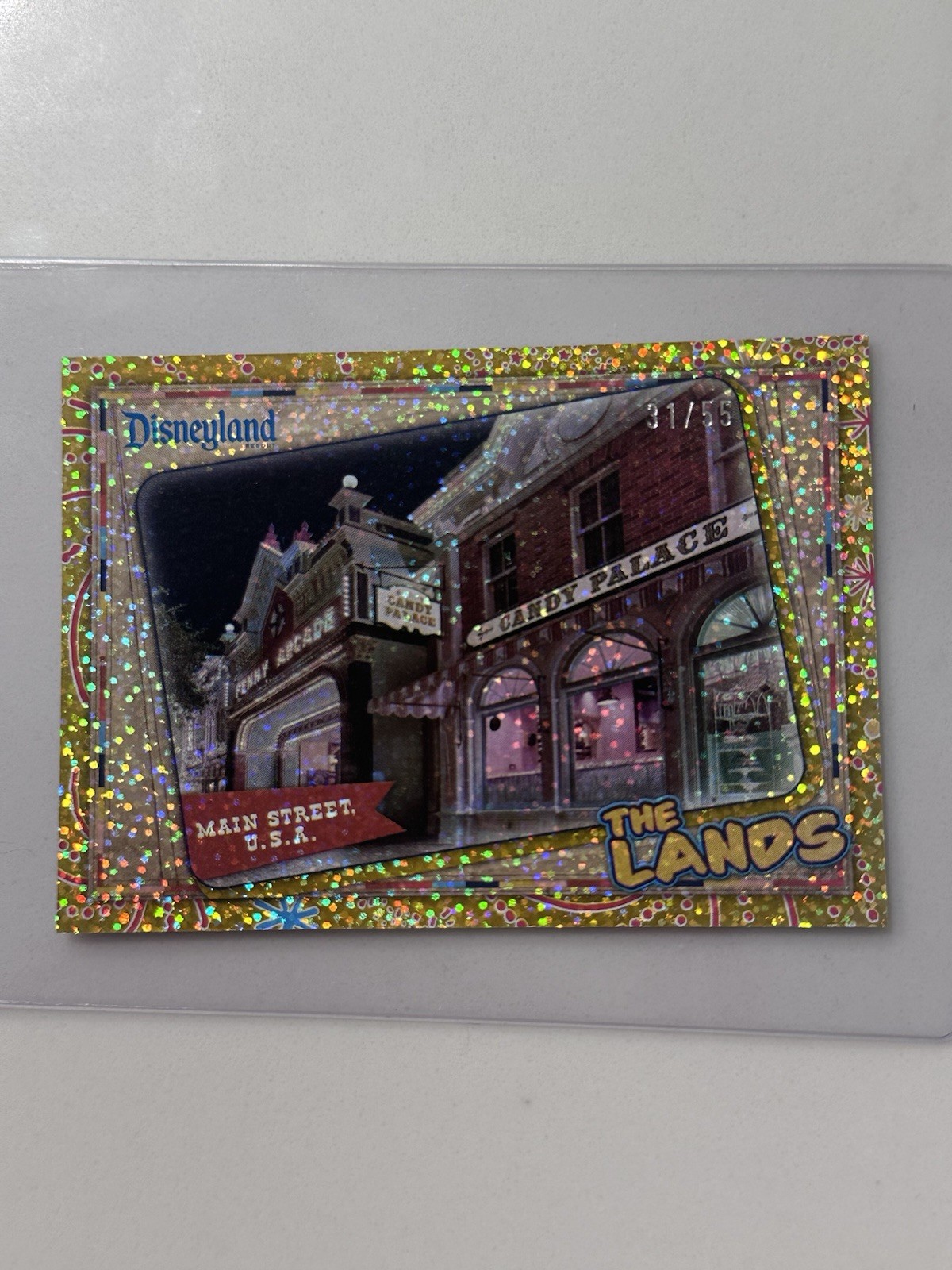 Topps Disneyland 70 Serial Numbered Main Street U.S.A. LNDS-1 Gold Confetti #/55
