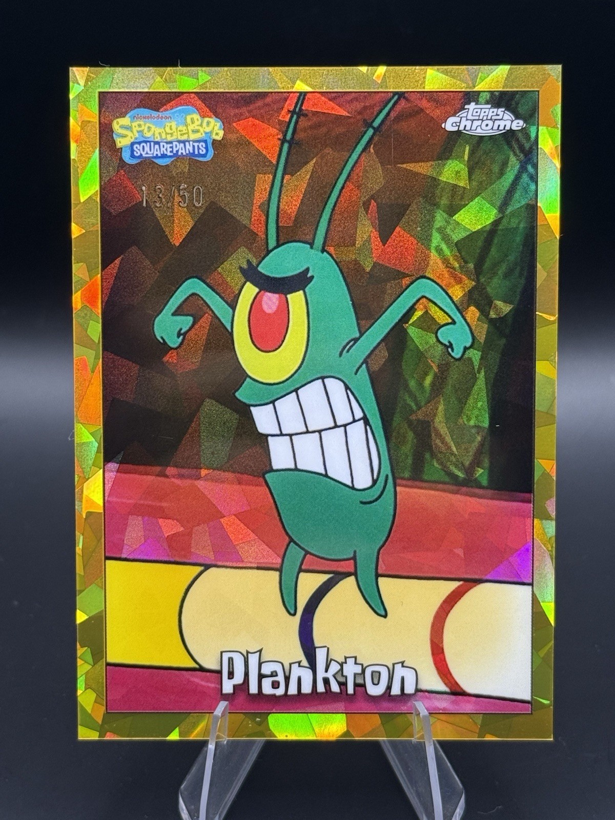 2025 Topps Chrome SpongeBob Sapphire #29 Plankton Gold Sapphire 13/50
