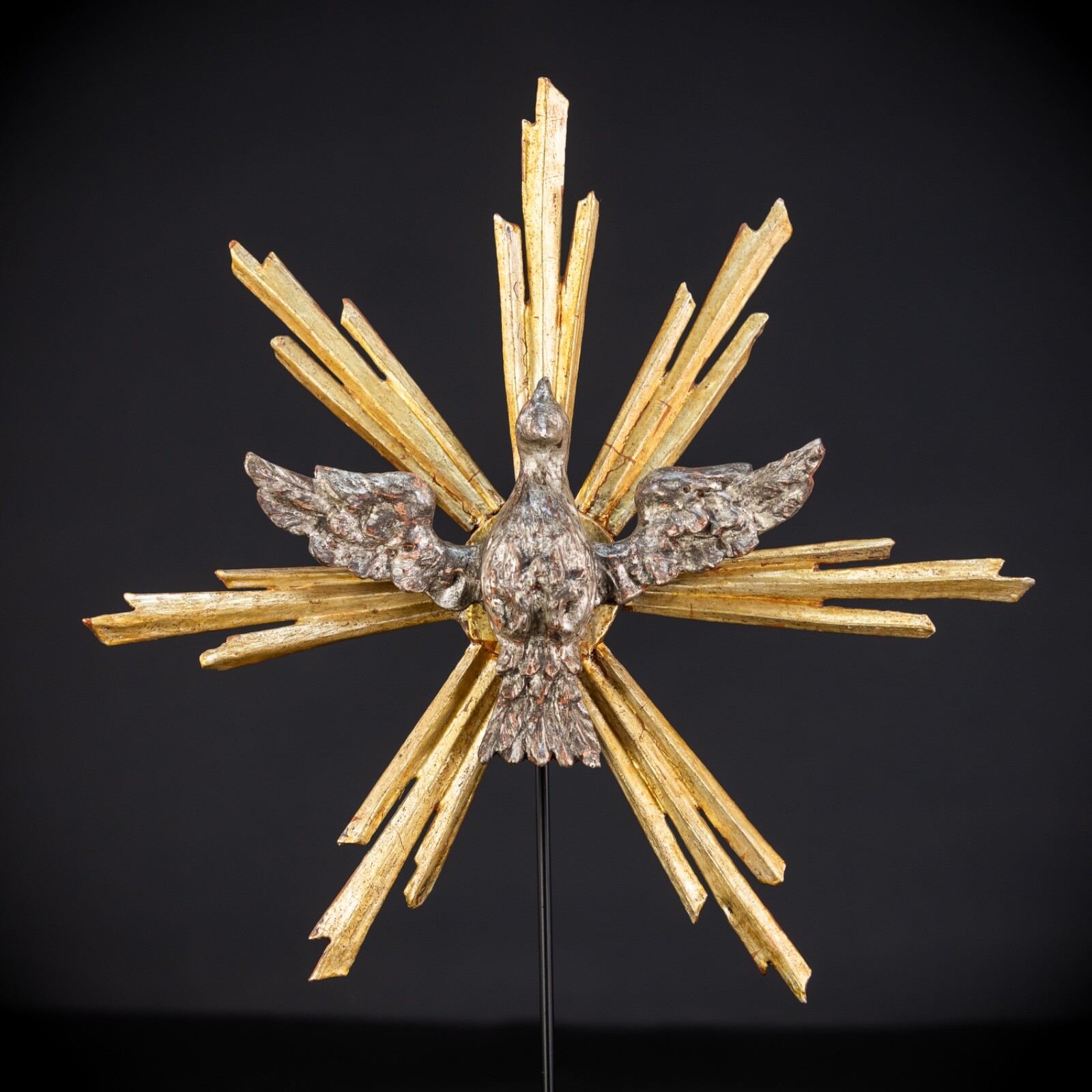 God The Holy Spirit Statue | 1700s Antique Holy Ghost Wooden Gilt Wood | 13.6''