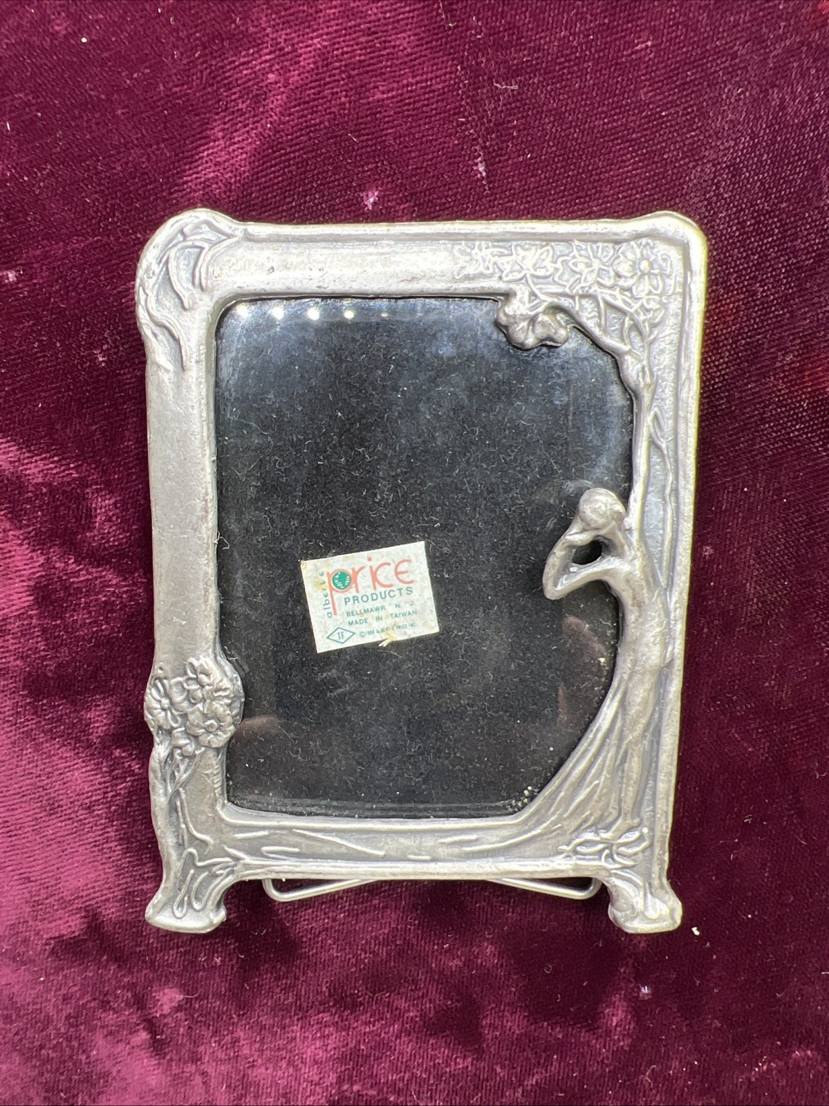 Vintage ART NOUVEAU LADY of THE LAKE Pewter Mini PHOTO FRAME Albert E Price