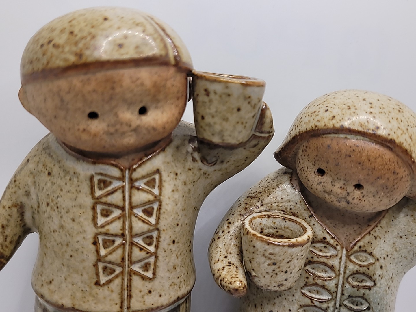 Vintange Japanese Salt & Pepper Shakers Red-stone, Stonewear. 5”  