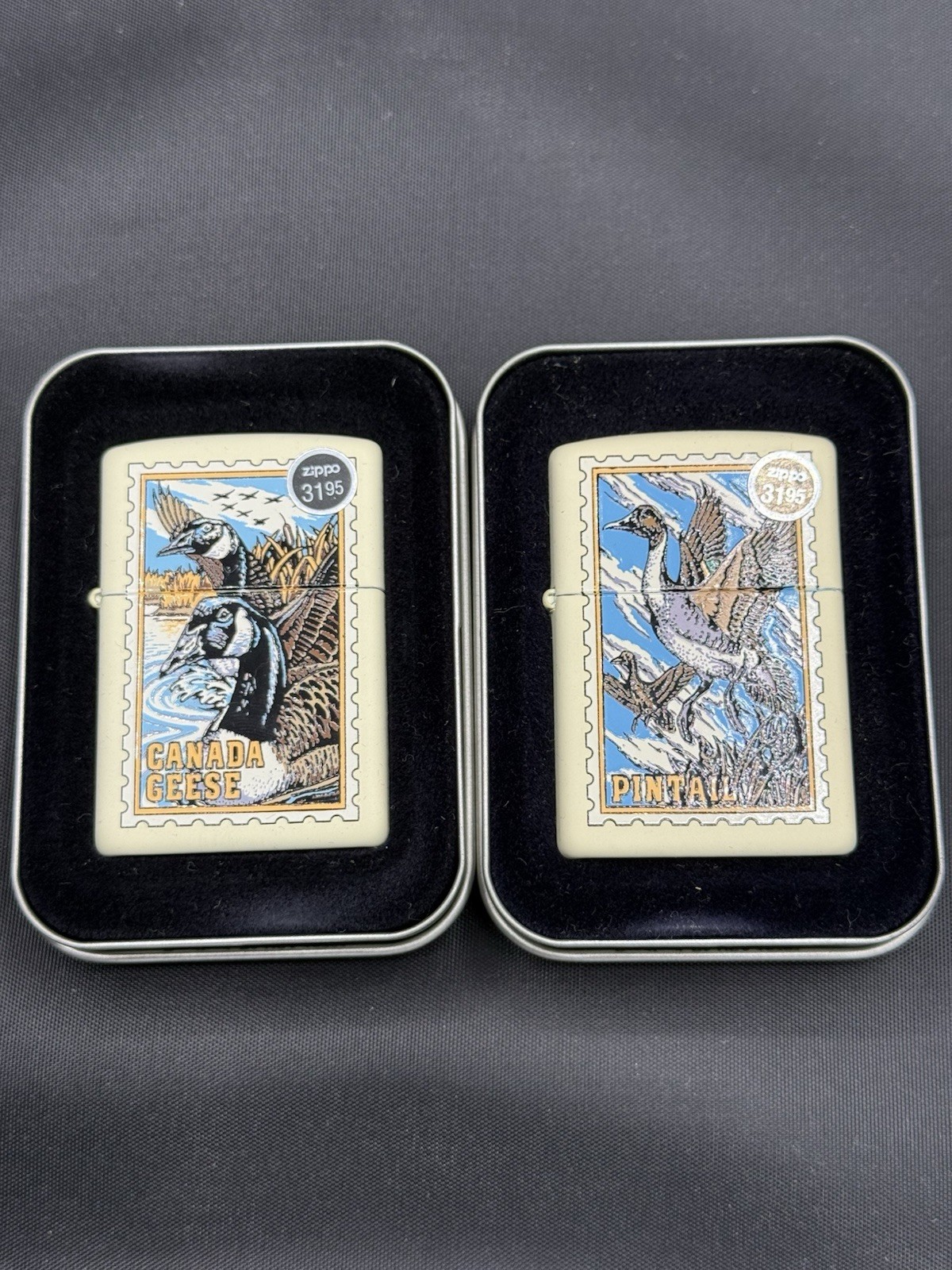 RARE WINDPROOF LIGHTER ZIPPO  CANADA GEESE  & PINTAIL DUCK SERIOUS - UNFIRED