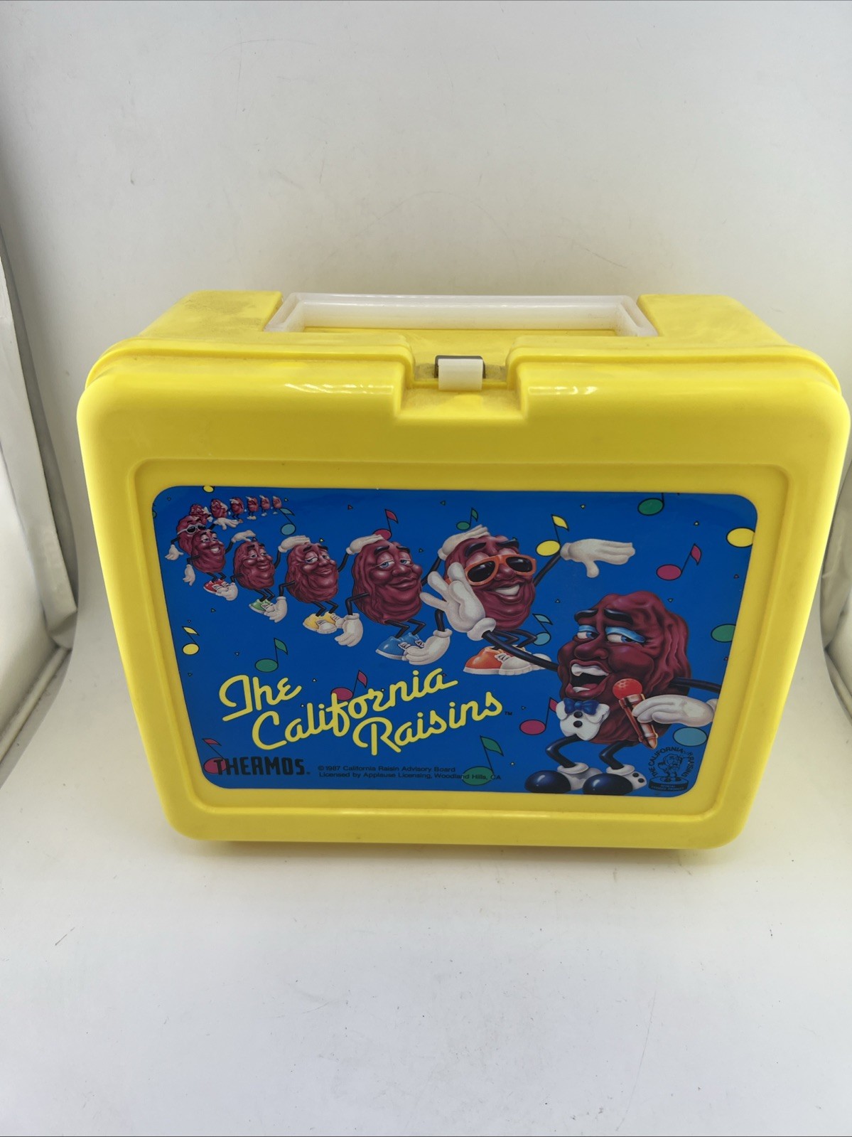 Vintage The California Raisns Yellow Lunch Box & Thermos