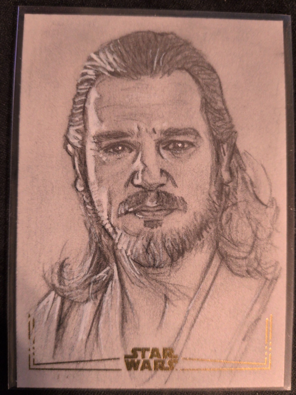 2025 Topps Star Wars Chrome Gold Foil Sketch Qui Gon Jin Steve Alce 1/1