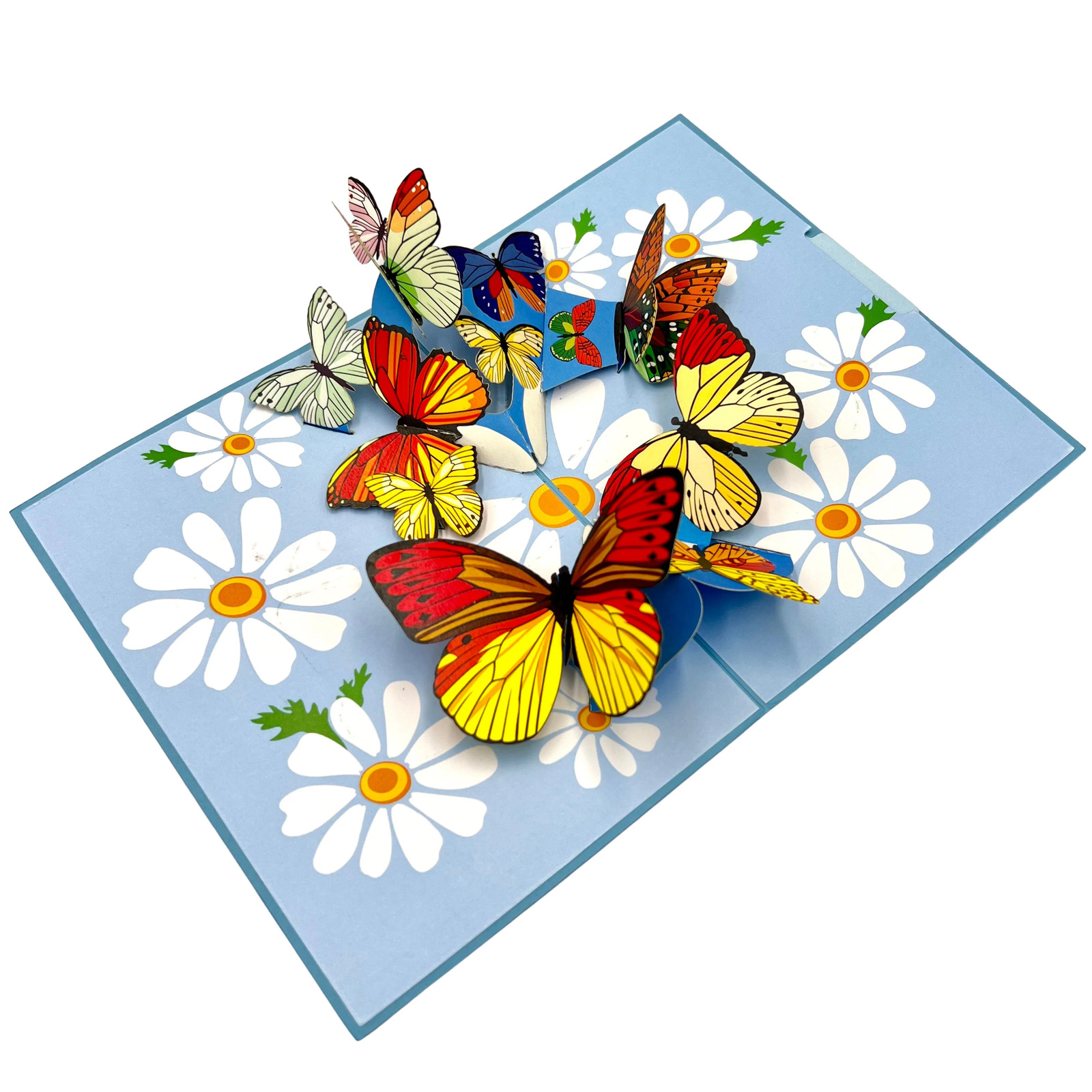 Pop Up Greeting Card Butterfly Garden Daisy Field Card, Spring Card, Nature Card