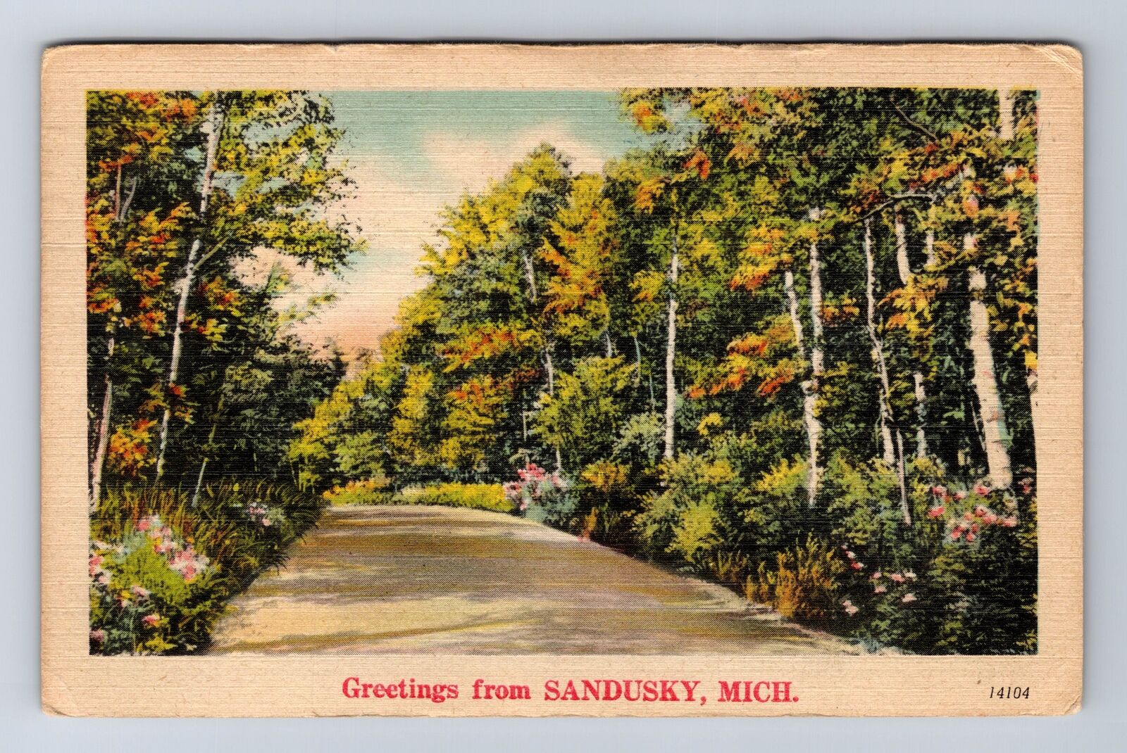 Sandusky MI-Michigan, Scenic Greetings, Antique Souvenir Vintage c1944 Postcard